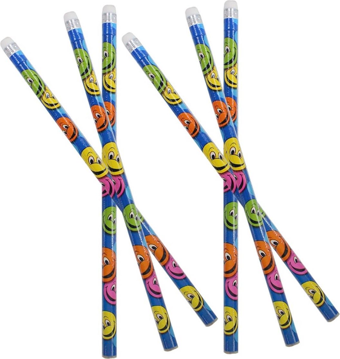 Smiley Potlood met Gum | 6 stuks