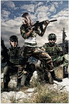 Poster – Drie Mensen uit het Leger - 60x90cm Foto op Posterpapier