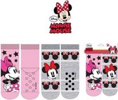 Disney Minnie Mouse Sokken | 2 Paar | Badstof | Maat 31-34 | Anti-slip | Dikke Sokken | Roze en Grijs