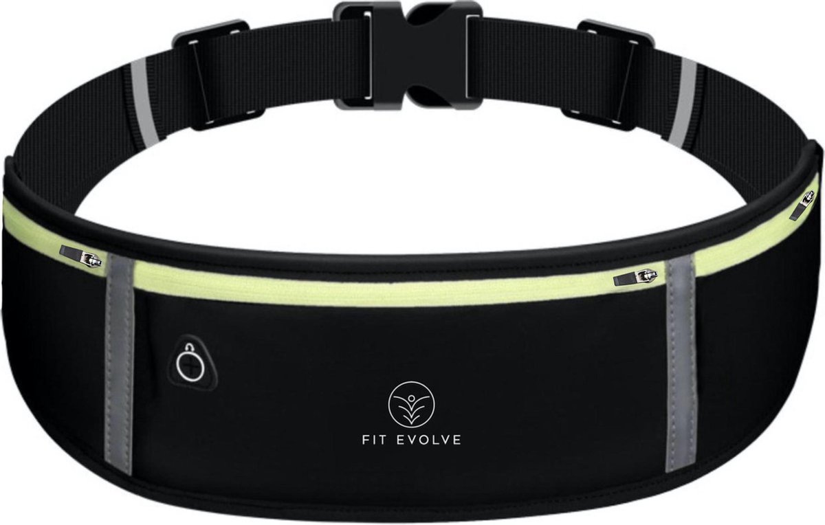 Fit Evolve® Sport Heupband - Hardloopband - Sportband - Hardloop Riem - met Smartphone houder - Unisex/Onesize - Running belt - Groen