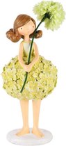 Meisje bloemenmeisje kunststof geel groen