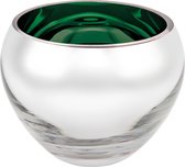 Luxe waxinelicht houder sicore  glas - groen gekleurd en zilver - kaarshouder glas- kaarstandaard