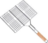 B-Deal BBQ Grillrooster 6 Hamburgers - XXL Grillklem - Visklem - Grillmand - 22 x 24 cm.