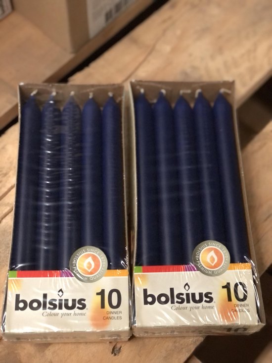 Bolsius Dinerkaarsen - 230/20 kleur Blauw - 20 kaarsen in 2 verpakkingen |  bol.com