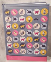 LIBOZA - Agenda A5 - 2021 - Weekplanner - Cats - English - 21 x 15 - 125 pages - Cover Cat illustrations - present -  cadeau - agenda engelstalig