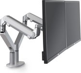 Alberenz® Dubbele Monitor Arm Zilver - Monitor Beugel met Gasveer - Monitorarm 2 schermen - Ergonomisch Ontwerp - Twee monitoren - Makkelijk Verstelbaar - Monitorbeugel