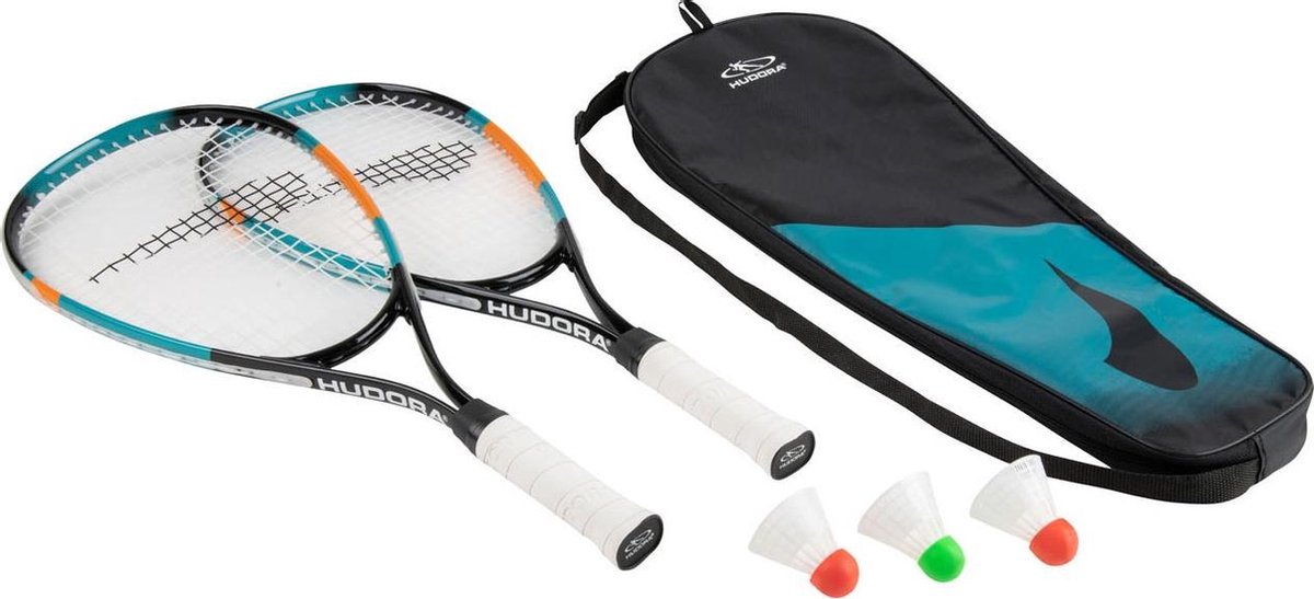 HUDORA 75114/00 Set Speed Shuttlecock Racket with 3 Badminton Balls & Badminton Bag, Colourful - Hudora