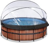 EXIT Wood zwembad ø427x122cm met zandfilterpomp en overkapping - bruin