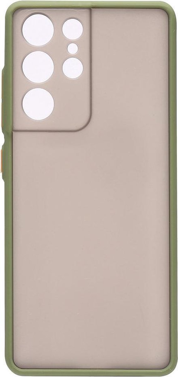 Shop4 - Samsung Galaxy S21 Ultra Hoesje - Harde Back Case Transparant Groen