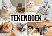 3x A4 Schetsboek/ tekenboek/ kleurboek/ schetsblok katten/ poezen kinderen en volwassenen -  50 vellen tekenblok/ tekenpapier