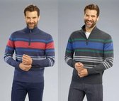 Pullover met rits, blauw/gestreept, maat M