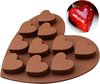 Ijsblokjes vorm - Hart chocoladevorm - Siliconen bakvorm - 10 hartjes - Mal voor muffin en cupcakes - Hartvorm - Ijsblokjeshouder hartjes - Bruin