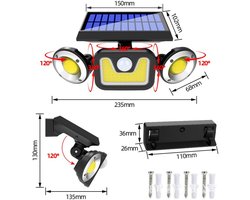 Buitenlamp met bewegingssensor – Buitenverlichting Zonne Energie – Sensor – Solar – Dag Nacht Sensor – 100 LEDS – Zwart – Zeer veel licht
