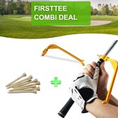 Firsttee - COMBI DEAL - SWING GUIDE & 25 Bamboe Tees (70MM) - Golf accessoires - Cadeau - Sport - Training - Golftrainingsmateriaal - Golfset - Golfclub - Golfballen - Trainingsmat