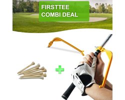 Firsttee - COMBI DEAL - SWING GUIDE & 25 Bamboe Tees (70MM) - Golf accessoires - Cadeau - Sport - Training - Golftrainingsmateriaal - Golfset - Golfclub - Golfballen - Trainingsmaterialen - Mat - Putting - Net - Afslaan - Golfballen - Tee - Swing