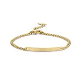 Key moments 8KM-BC0101 Stalen armband - Dames - Plaat - LIVE LOVE LAUGH - 16,5 + 3 cm - Gourmetschakel -  Staal - Gold Plated