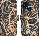 iMoshion Design Softcase Book Case Samsung Galaxy M31 hoesje - Golden Leaves