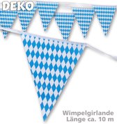 2 stuks Vlaggenlijn Oktoberfest Blauw/ Wit geblokt , Bavaria,  20 meter, Carnaval, Apres ski feest, Verjaardag