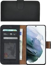 Samsung Galaxy S21 hoesje - Bookcase - Samsung S21 Hoesje Book Case Wallet Echt Leer Zwart Cover