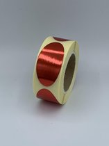 Rode Sluitsticker - 250 Stuks - ovaal 25x50mm - hoogglans - metallic - sluitzegel - sluitetiket - chique inpakken - cadeau - gift - trouwkaart - geboortekaart - kerst