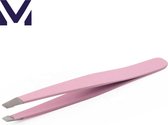 Medies - professioneel pincet | pincet | pincet epileer | pincet hobby | slanted | epileer pincet | pincet voor wenkbrauwen | tweezer - RVS - 9,6 cm - roze