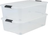 Iris Ohyama Topbox Rollerbox Onder-Het-Bed Opbergbox Met Wielen- 40 L - Kunststof - Transparant - Set van 2