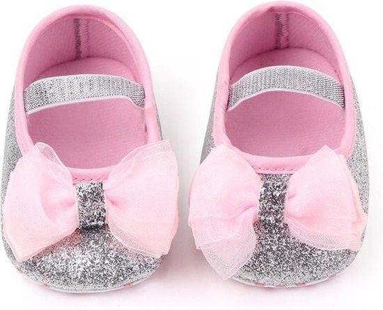 Zilver roze ballerina | zomer schoenen | baby meisjes | antislip zachte zool | 6... | bol.com