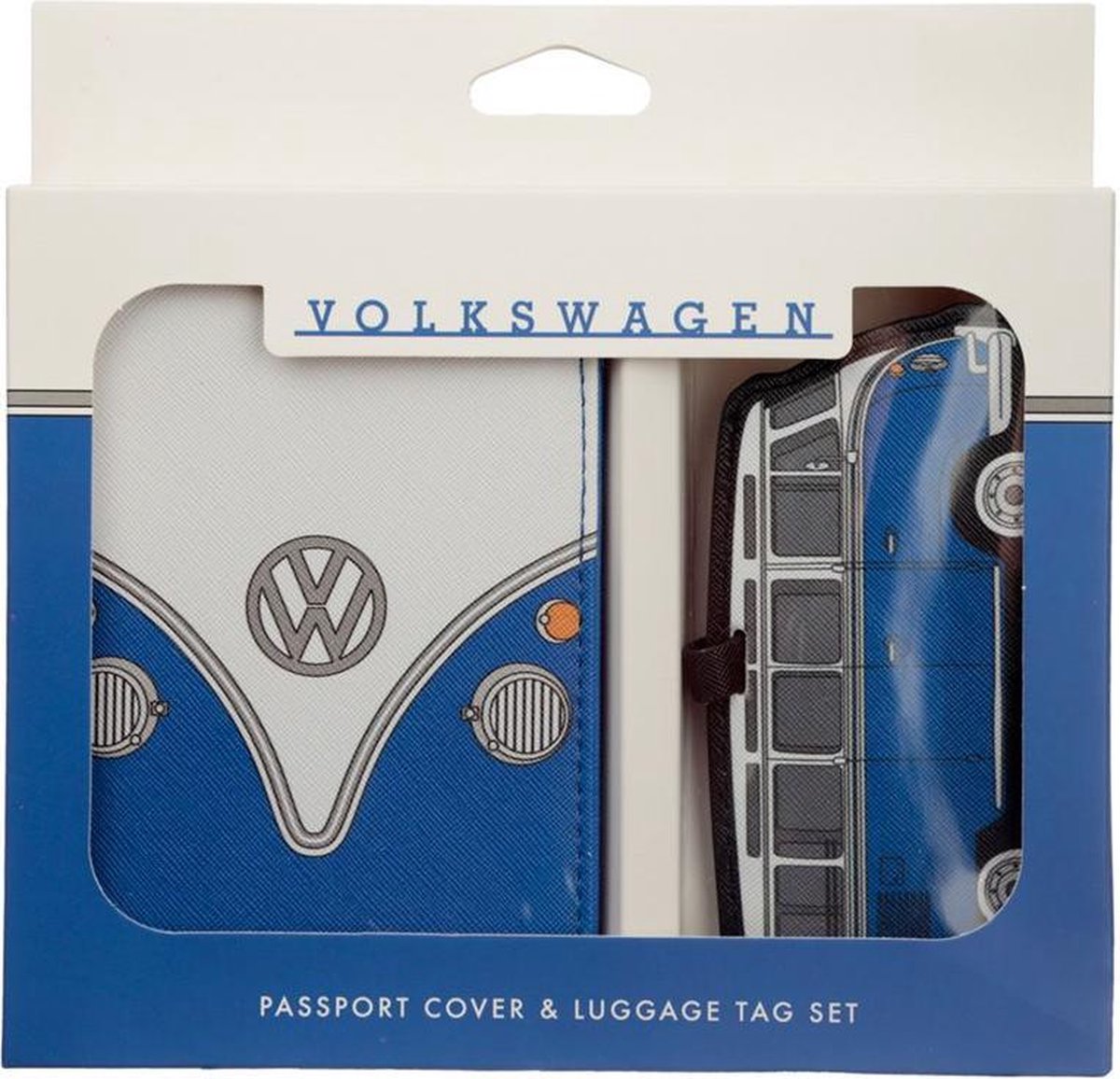 Volkswagen Kampeerbus VW T1 Blauw Paspoorthouder en Kofferlabel
