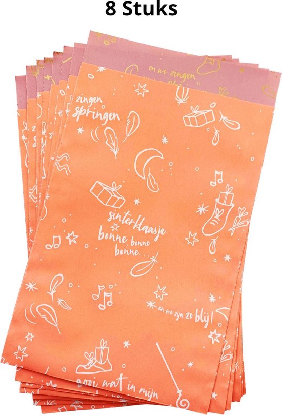 Ik heb het erkend Plaatsen Beperkt Gift bag - cadeau verpakking - 8 stuks - sinterklaas - roze neon -  kleurrijke... | bol.com