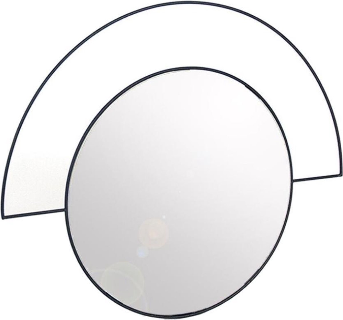 Orange85 Wandspiegel - Modern - Halve Boog - Zwart - 45x35 cm - Diameter - 25 cm - Kunststof - Wanddecoratie - Miroir Mural