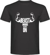 Sport T-shirt - Gym T-shirt - Fitness - Work Out - Lifestyle T-shirt  Casual T-shirt - Dark Charcoal -  Beast Mode Always On  -  L