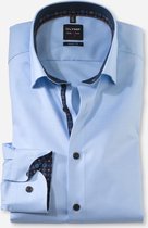 OLYMP Level 5 Body Fit overhemd mouwlengte 7 - lichtblauw twill (contrast) - Strijkvriendelijk - Boordmaat: 38