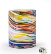 Design vaas Cilinder - Fidrio CARIBBEAN - glas, mondgeblazen bloemenvaas - diameter 15 cm hoogte 18 cm