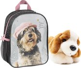Rachael Hale Honden Peuter-Rugzak - Terrier met Pet Rugtas -28 cm hoog - incl. pluche Basset pup 20 cm