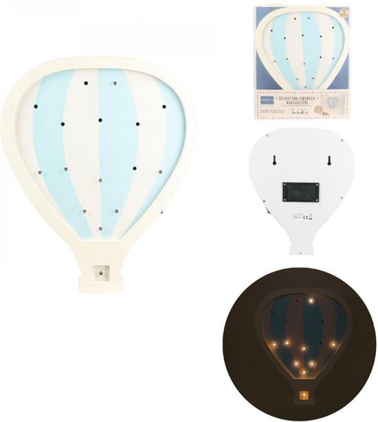 Wandlamp Luchtballon-Blauw Houten Lamp-Kinderkamer