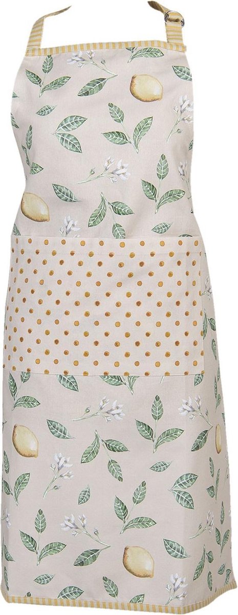 Clayre & Eef Keukenschort 70x85 cm Beige Geel Katoen Citroen
