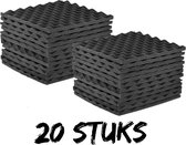 Geluidsisolatie - 20 Stuks - Akoestisch Studioschuim  - Noppenschuim - 30 x 30 x 1,5 cm dik - Studio - Isolatieplaten - zwart