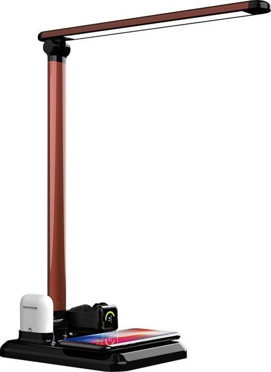 Laopao Bureaulamp met 10 W draadloze oplader en USB-aansluiting, met Laopao Bureaulamp met 10 W draadloze oplader en USB-aansluiting, met