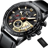 CRRJU Horloge Heren Horloges voor Mannen Watch Herenhorloge - Incl. Armband & Horlogebox Geschenkdoos - Zwart Goud