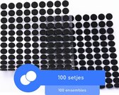 WDMT™ Supersterke zelfklevende klittenband rondjes - set van 100 stuks (duo) - Haak en lus - ø 20 mm - Zwart