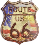 Wanddecoratie - Route 66 USA - Metalen wandpaneel