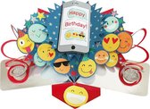 3D Pop-up wenskaart met envelop – Happy Birthday - Emoticons