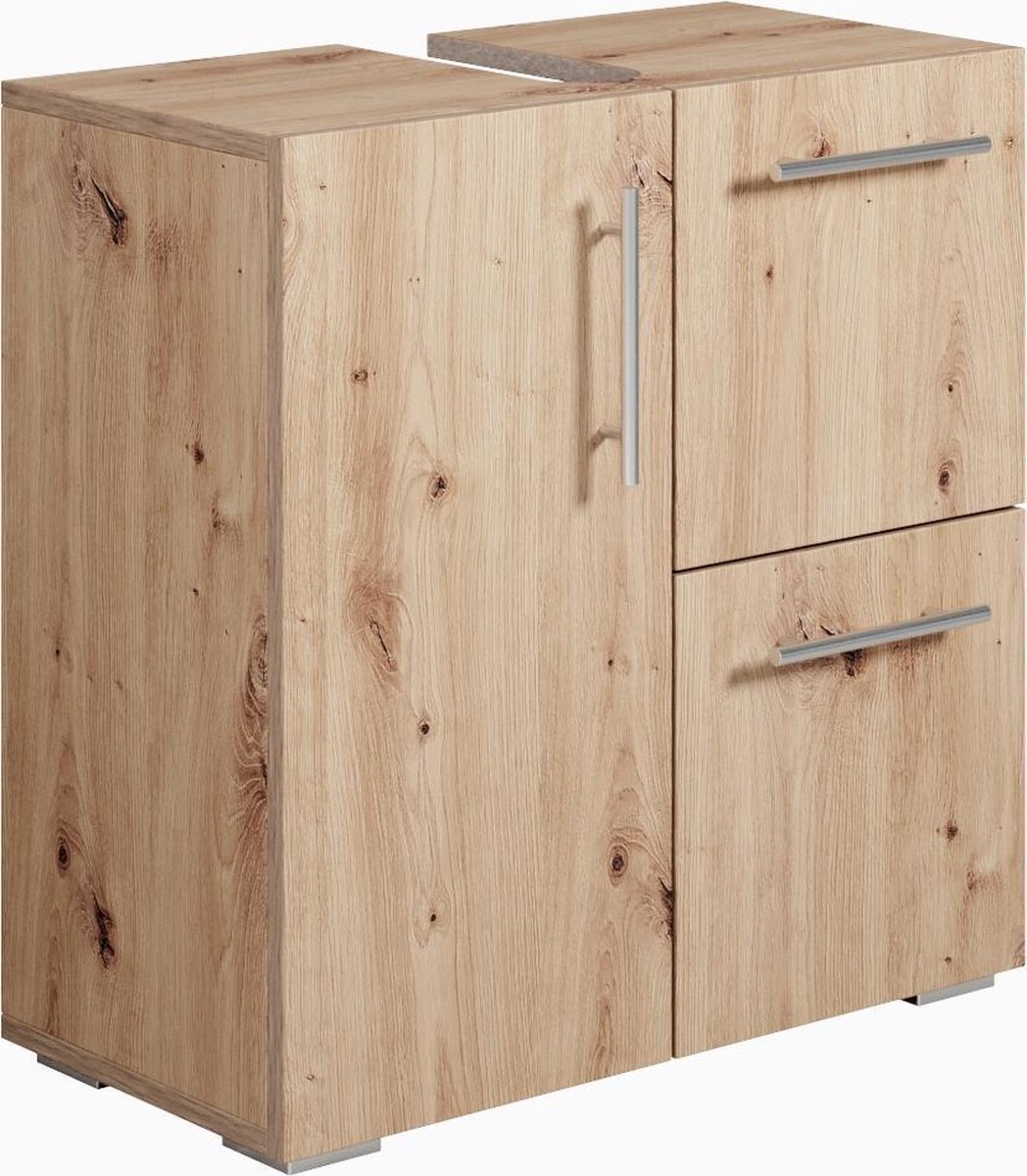 Badplaats Wastafel Onderkast Mars 60 cm x 30 cm x 60 cm - Eiken - Badkamerkast – Staand Wastafelmeubel