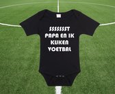 Rompertjes baby - papa en ik kijken voetbal samen - baby kleding met tekst - kraamcadeau jongen - maat 68 zwart