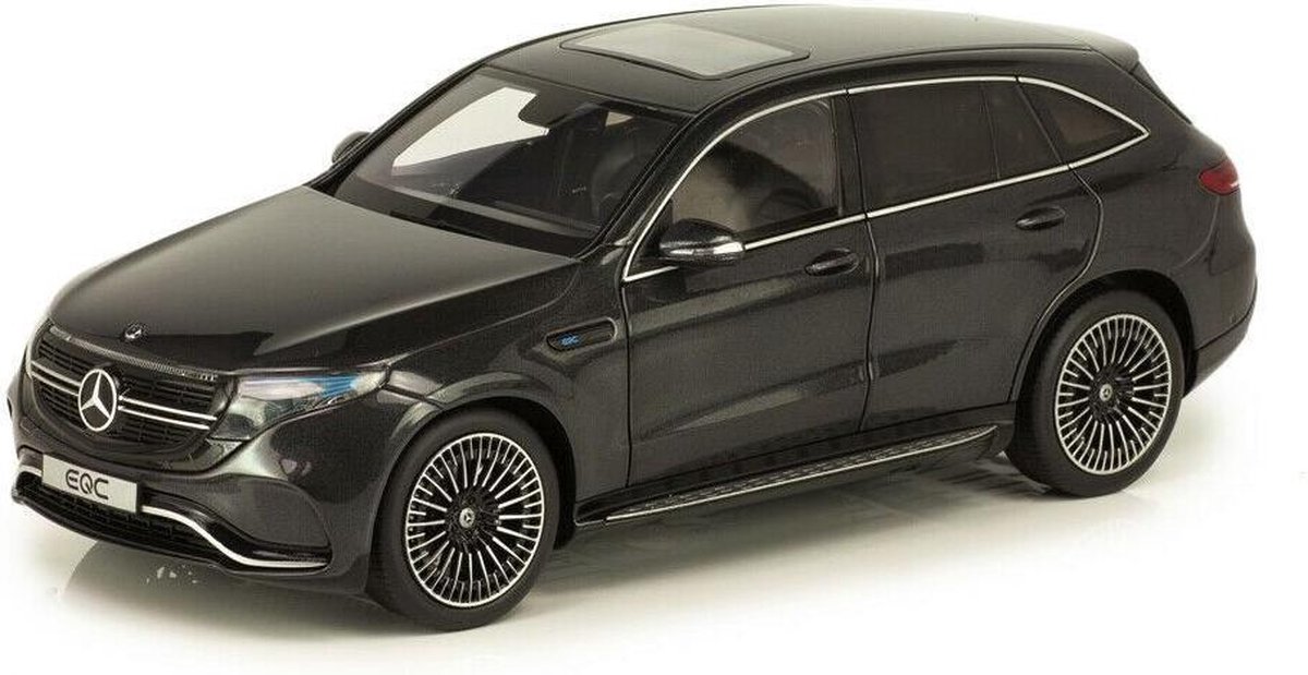 The 1:18 Diecast modelcar of the Mercedes-Benz EQC 400 4Matic of 2019 in Graphic Grey with working Lights. The manufacturer of the scalemodel is NZG.This model is only online available.
