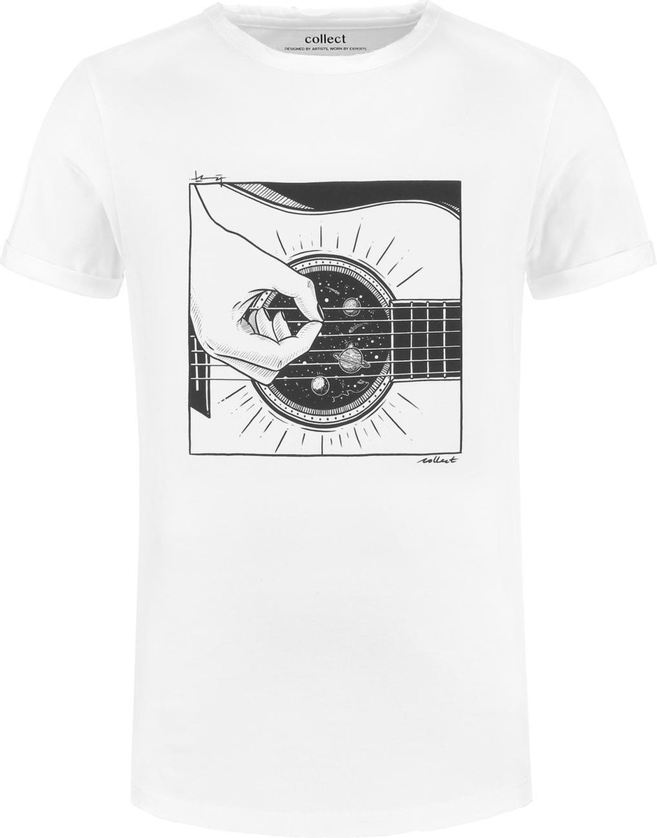 Collect The Label - Gitaar/Space T-shirt - Wit - Unisex - XXS
