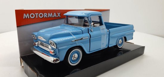 Chevrolet Apache Feetside PickUp 1958 Licht Blauw 1:24 MotorMax