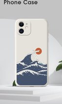 iPhone 11 Hoesjes Siliconen Hoes Case - Surfing cat  - wit -Dezelfde mobiele achtergrond