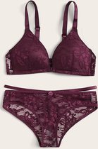 Lingerieset - Voorgevormde beugel bh + slip – Paars - Medium