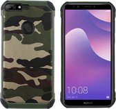 Backcover Shockproof Army - Hoesje met legerprint - Telefoonhoesje voor Huawei Y7 Prime 2018 - Groen